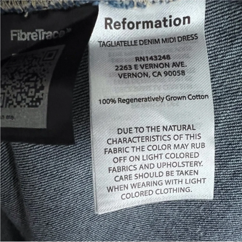 Reformation Tagliatelle Denim Midi Dress Ellis Wash Western Preppy Coastal 12 - Picture 6 of 10